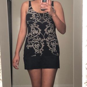 Express Blue Gray Embellished Tank Top Dress